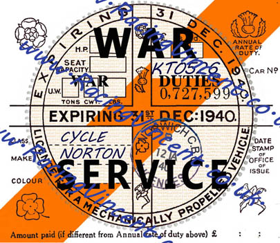 1940 War Service Tax Disc